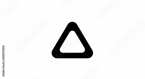 Minimalist black triangle with rounded corners on a clean white background