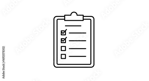 Minimalist Clipboard Icon with Checkmarks for Task Management and Organization