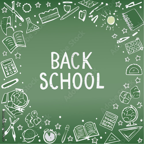 Modern  Vector Illustration for Back to School green edition 