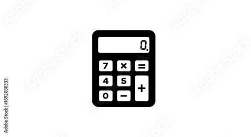 Simple black and white illustration of a calculator for accounting or finance