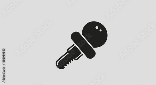 Simple black and white graphic illustration of a microphone vector icon