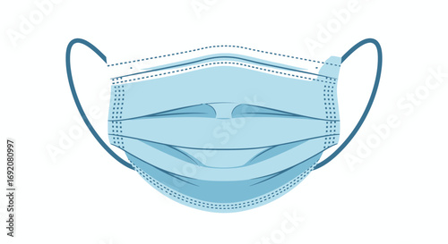 A light blue surgical face mask with ear loops, presented on a white background, designed for protection.