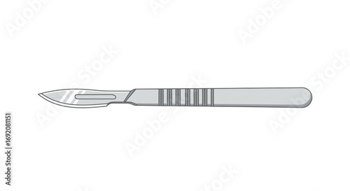 A single-use surgical scalpel with a metal blade and handle, isolated on a white background.