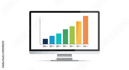 Ascending bar graph displayed on a computer monitor, showcasing positive growth trend.