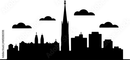 Photography Vienna skyline silhouette black city vector illustration on white background min
