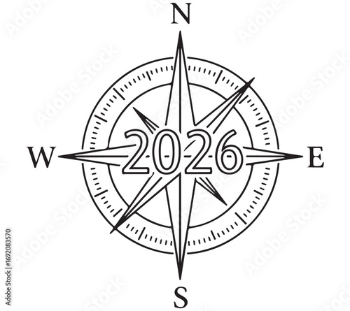 A striking compass rose icon for navigation is shown on both a white and a black background, symbolizing direction and adventure