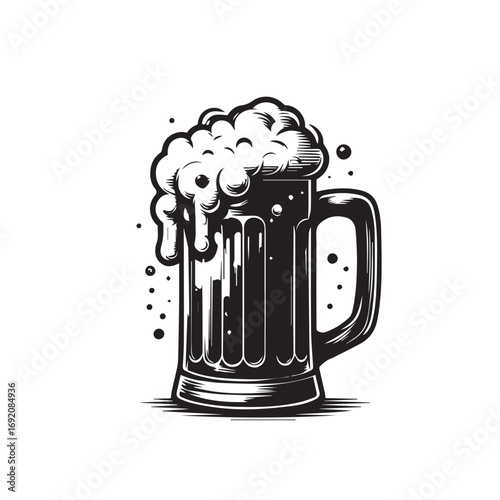 Beer mug vector. Isolated and editable beer mug. Poster or logo for pub.