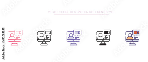 Video Calling icon design with white background stock illustration