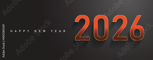 2026 Happy new year celebration greeting card, sparkler font and firework isolated background