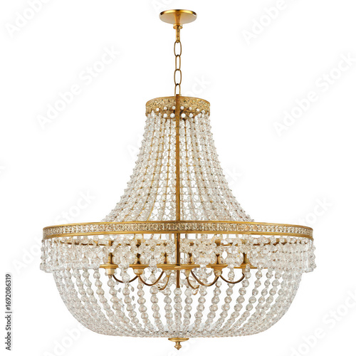 An elegant gold crystal chandelier adds a touch of luxury to any room isolated on transparent background