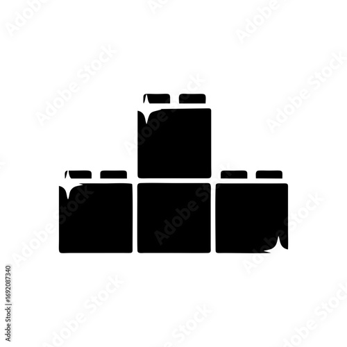 Toy Building Blocks in Flat Black Vector Silhouette on Transparent Background – Minimal Kid’s Construction Icon for Educational Apps, Toy Packaging, and Creative Play Concepts