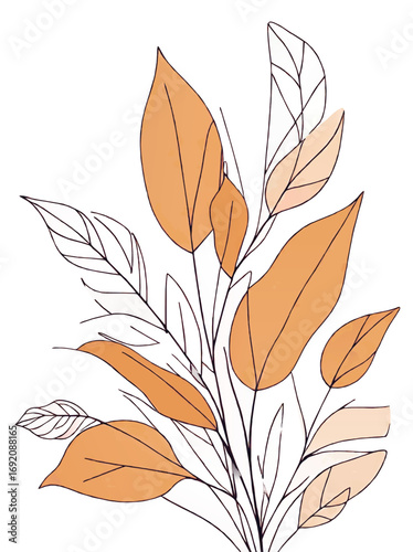 autumn foliage leves simple sketch cartoon vector pattern