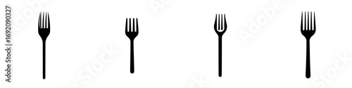 Minimalist black and white vector illustration of forks for culinary design elements