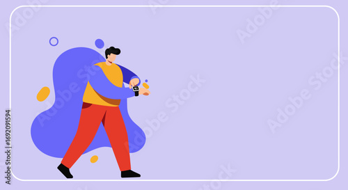 Stylish man checking his smartwatch, embodying modern digital lifestyle, time management, and wearable technology integration. Ideal for tech, health, and lifestyle concepts.