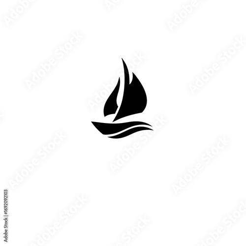 Minimalist Sailboat Logo in Black and White - Clean Nautical Icon on White Background