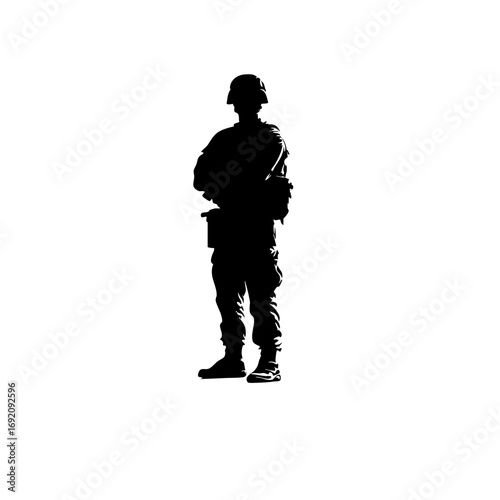 Military Silhouette Soldier Design - Bold Shadow Soldier with Subtle THC Leaf - Clean Cut-Out