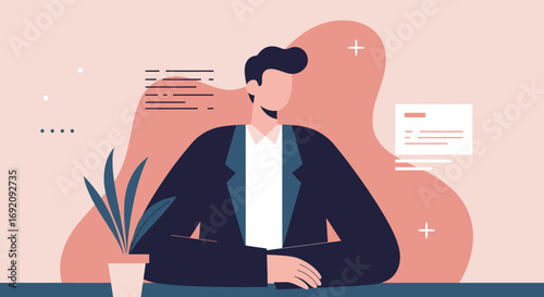 Professional businessman or employee in a modern office setting. Ideal for corporate, HR, finance, and career concepts, representing success and professionalism.