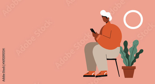 Person using a smartphone while sitting, representing digital connectivity, communication, and modern lifestyle. Ideal for technology, social media, or daily life concepts.