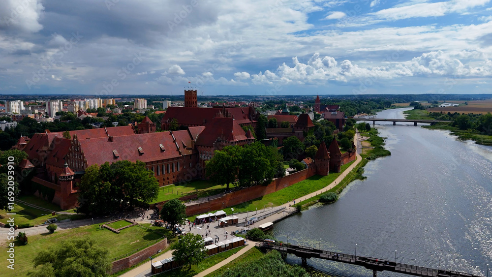 Naklejka premium Castle view from above fortress Malbork Poland