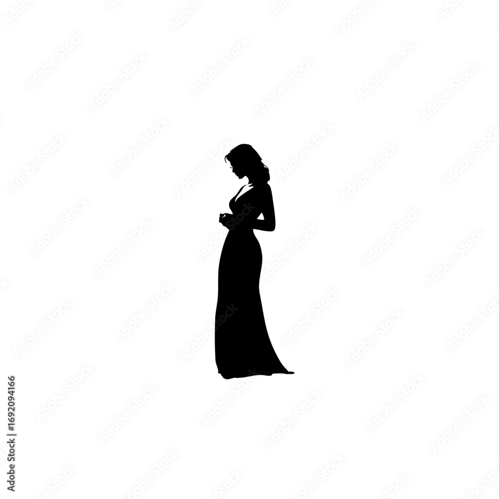 Fototapeta premium Minimalist Black Silhouette Woman Logo – Elegant Female Figure on White Background – Strong Visual Impact