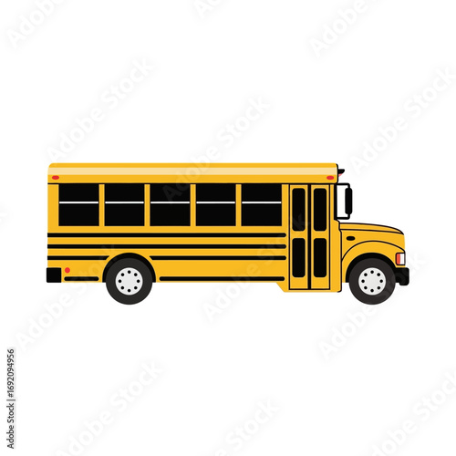 Classic Yellow School Bus Illustration with Black Stripes and Windows