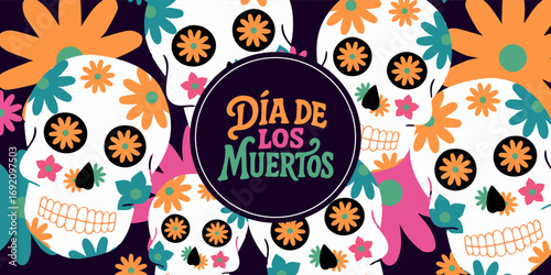 Dia de los muertos, Day of the dead, Mexican holiday, festival. Viva Mexico. Mexican culture, Mexican Fiesta, Mexican Menu restaurant and Cinco de Mayo cards, posters, banners in modern catoon style.