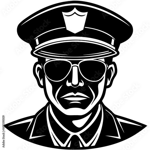Police Officer Headshot Silhouette