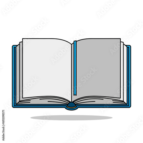 Open Book Illustration with Blue Cover and Bookmark