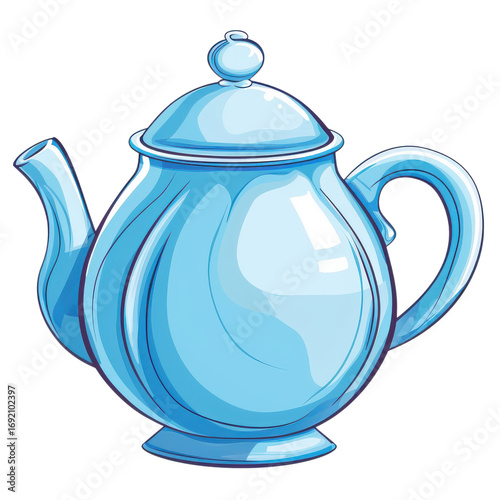 Elegant blue teapot with a classic design ready for tea time gatherings and culinary enjoyment