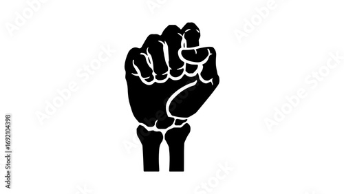 Raised fist symbol with transparent background