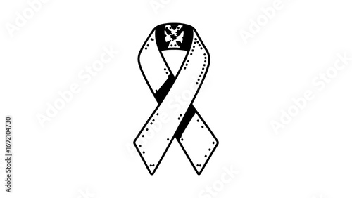 Ribbon with cross symbol and dots with transparent background