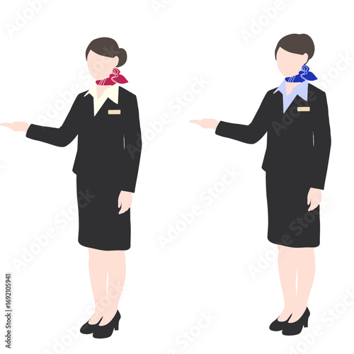 フラットイラスト　フライトアテンダント