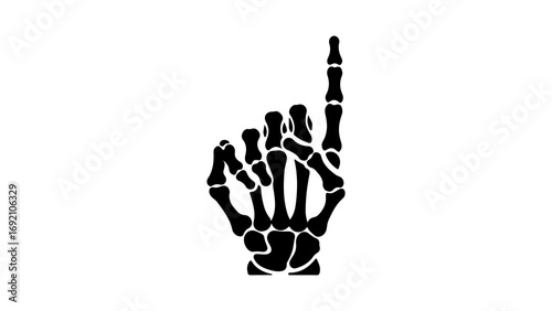 Skeleton hand pointing up with transparent background