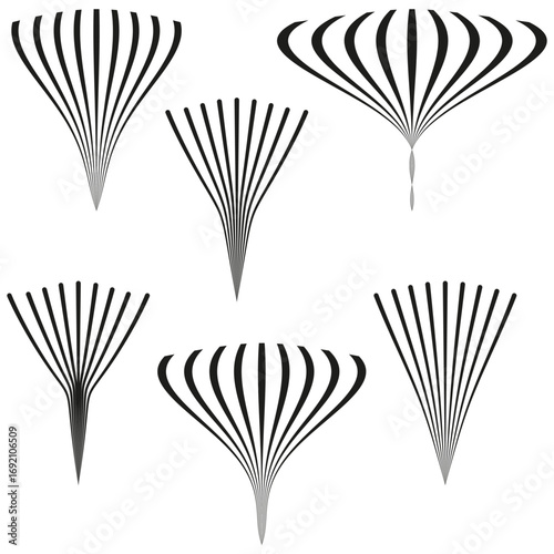Abstract fan shape. Geometric linear illustration. Black white vector. Modern graphic symbol. EPS 10.