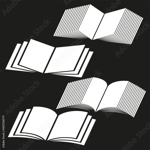 Vector books illustration. Open pages graphic. Learning concept symbol. Reading education design. EPS 10.