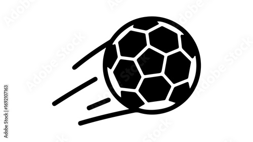 Soccer ball in motion with transparent background