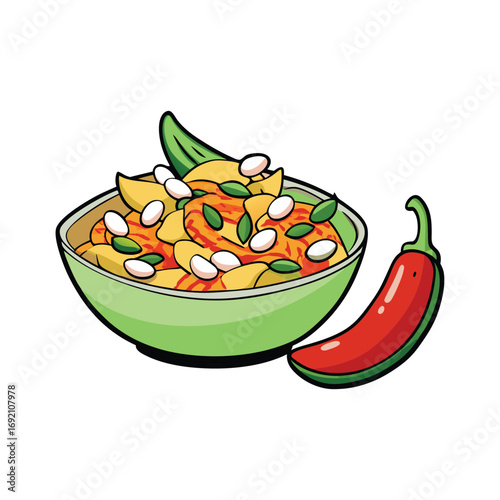 Vibrant papaya salad with chili and peanuts banner design for food advertising