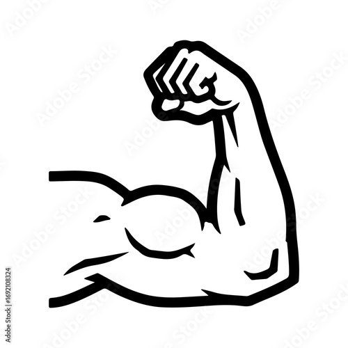 Strong arm flexing with transparent background