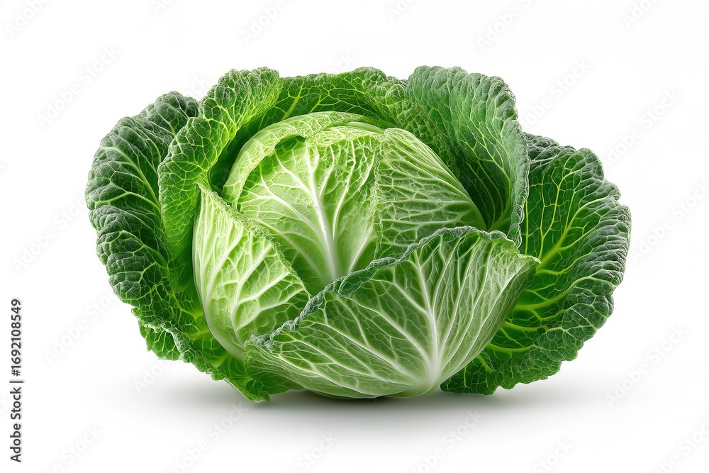 Obraz premium Savoy cabbage standing on white background