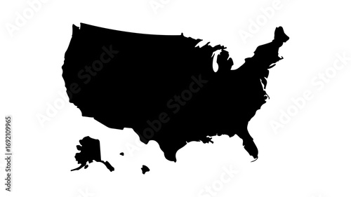 United States map outline with transparent background