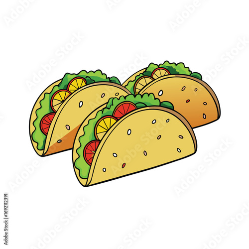 Delicious trio of tacos with beef salsa and fresh lime wedges
