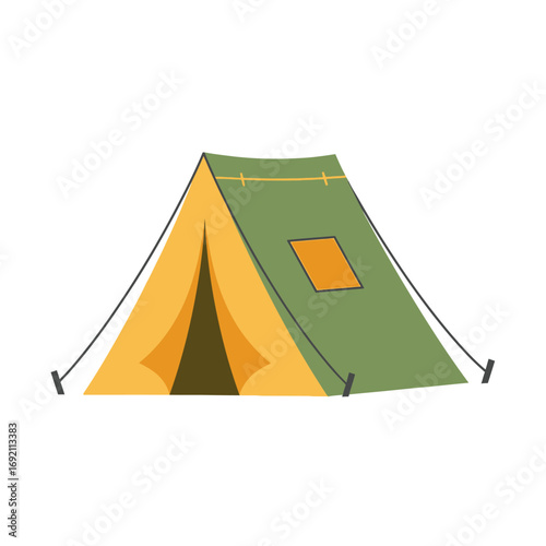 Green and Yellow Camping Tent with Window