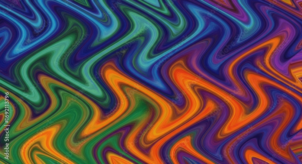 Fototapeta premium Vibrant Abstract Wavy Pattern in Green, Blue, Orange, and Purple