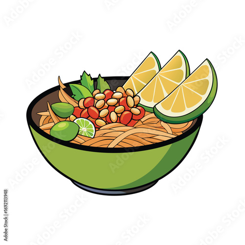 Vibrant thai papaya salad with fresh lime and crunchy peanuts banner design