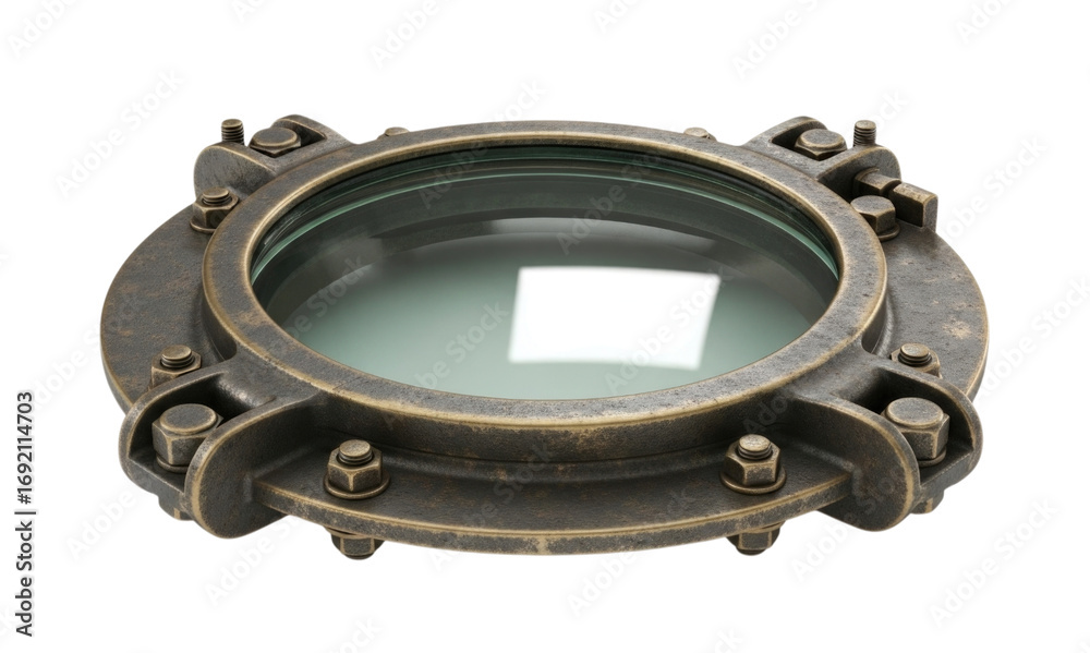 Obraz premium Vintage Rusty Porthole Window Isolated Transparent PNG