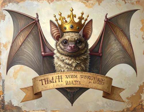 Bat with crown, vintage style