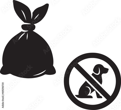Dog Waste Bag and No Dog Zone Sign