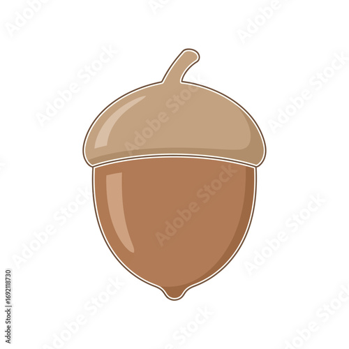 Stylized Acorn Illustration with Brown and Beige Tones