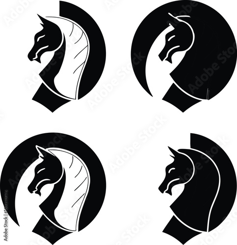 Geometric Horse Head Icons: Bold Emblem Designs for Branding & Art