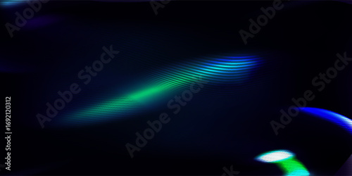 Glowing waves of green and blue dance across a dark starry sky in this dreamy abstract scene,Vector illustration.eps 10